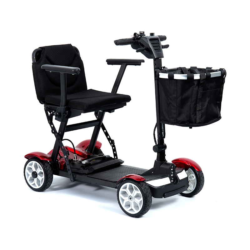 YL-211 4 Wheels Tourist elektrisk skoter för seniorer med LED-strålkastare, korg